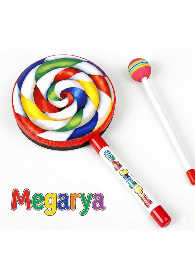 Lollipop Shape Drum Hand Drum Musical Sound Tool | Colorful Kids Percussion Musical Instrument